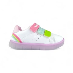 BUBBLE GUMMERS - Tenis Niña Velcro Blanco Rosado Bubblegummers