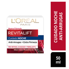 LOREAL PARIS - Hidratante facial Noche Crema Noche Antiarrugas Clásica para Todo tipo de piel 50 ml