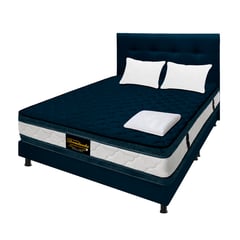 DORMILANDIA - Colchón con Base Cama Semidoble Resortes Marshall 120 x 190 cm + Cabecero