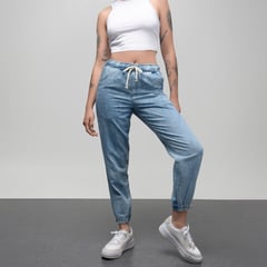 DENIMLAB - Jean Jogger para Mujer Tiro alto de Algodón