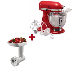 KITCHENAID - Batidora de Pedestal Artisan 10 velocidades 4.7 lt Rojo + Aditamento Molino de Carnes