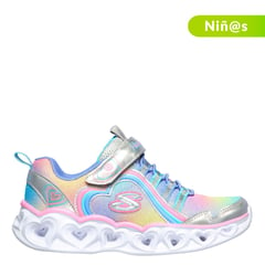 SKECHERS - Tenis con luces Heart Lights Niña Velcro