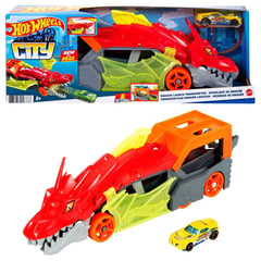 HOT WHEELS - Pista de carro City Remolque de Dragón