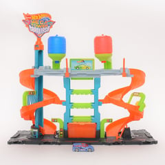 HOT WHEELS - Pista de carros City mega Car wash Hot wheels, incluye 1 vehículo que cambia de color, compatible con otras pistas de city (A partir de 4 años)