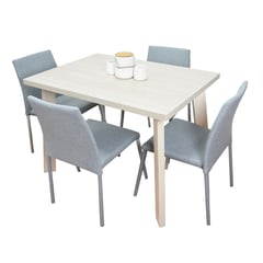 MICA - Juego de Comedor Moderno para 4 Personas Gris (Comedor + 4 Sillas)