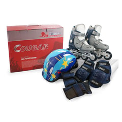 COUGAR - Set de Patines Ajustables con Casco y Protecciones