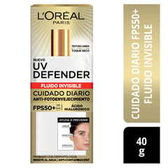 LOREAL PARIS - Fotoprotector Crema UVDefender Fluido Invisible para Todo tipo de piel 40 g