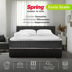 COLCHONES SPRING - Colchón King Firmeza Media Ortopédico con Pillow Resortado Sensation 200 x 200 cm 2 Almohadas + Protector