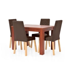 MICA - Juego de Comedor Moderno para 4 Personas Gris (Comedor + 4 Sillas)