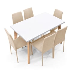 MICA - Juego de Comedor Moderno para 6 Personas Gris (Comedor + 6 Sillas)