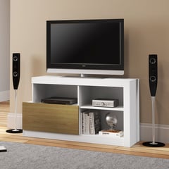 MULTIMOVEIS - Mueble de Televisión Moderno de 135 x 72 x 38 cm para Televisores de Hasta 55 Pulgadas, Blanco