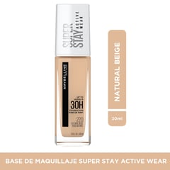 MAYBELLINE - Base de maquillaje Líquida SperStay Full Coverage Natural Beige Active Wear 30 ml