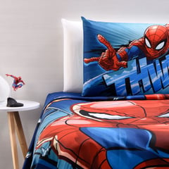 MARVEL - Juego de Sábanas Infantiles Microfibra Spiderman Azul