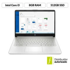 HP - Portátil | Intel Core i3 | 8GB RAM | 512GB SSD Almacenamiento | Windows 11 | 14 pulgadas | 14-DQ2023LA | Computador Portátil