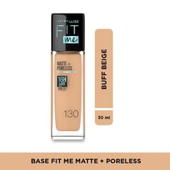 MAYBELLINE - Base de maquillaje Líquida Fit Me Matte Poreless Natural Buff 30 ml