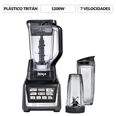 NINJA - Licuadora Profesional BL641 7 Velocidades 1200 W + 2 Vasos Personales