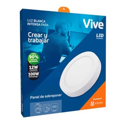 VIVE - Panel sobreponer Led 12W luz fría