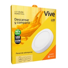 VIVE - Panel sobreponer Led 18W luz cálida