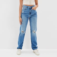 AMERICAN EAGLE - Jean Wide Leg para Mujer Tiro alto de Algodón