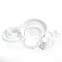 CORELLE - Vajilla 4 puestos. Juego de vajilla Blanca. Vajilla Cerámica