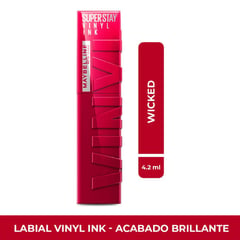 MAYBELLINE - Labial larga duración SuperStay Vinyl Ink acabado brillante 4.2 ml