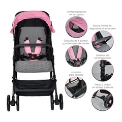 PREMIUM BABY - Coche para Bebé Compacto Rosado Praga