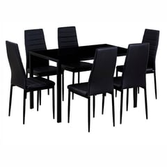 INVAL - Juego de Comedor Moderno para 6 Personas Negro (Comedor + 6 Sillas)