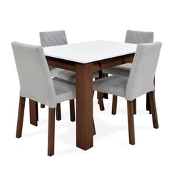 MICA - Juego de Comedor Moderno para 4 Personas (Comedor + 4 Sillas)