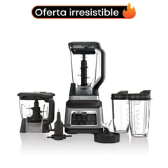 NINJA - Licuadora Profesional BN801 +2 Vasos Personales +Vaso Procesador de Alimentos | 3 Velocidades | 5 Programas Predeterminados Auto IQ para Batidos, Bebidas Congeladas, Extracciones de Frutas, Mezcla de Masas y Picatodo