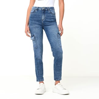 MOSSIMO - Jean Cargo Tiro alto de Algodón para Mujer