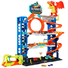 HOT WHEELS - Pista de Carros Gran Garage Ultimate Hot wheels, incluye 2 carros