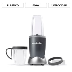 NUTRIBULLET - Licuadora Personal Gris NB600 | 600W | 0.55 Lt | Recipiente de Plástico