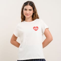 SYBILLA - Camiseta para Mujer con Estampado Manga corta de Algodón