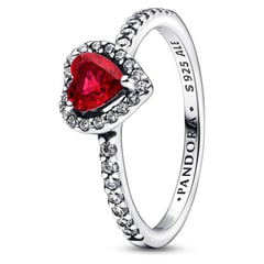 PANDORA - Anillo Corazón Cristal Rojo Jubileo En Plata Esterlina