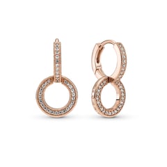 PANDORA - Aretes Doble Recubrimiento En Oro Rosa