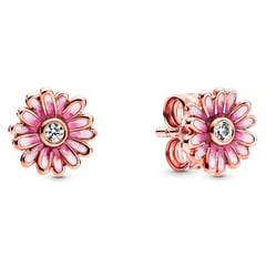 PANDORA - Aretes De Botón Margarita Rosa Recubrimiento En Oro Rosa