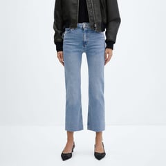 MANGO - Jean Cropped para Mujer Tiro alto de Algodón