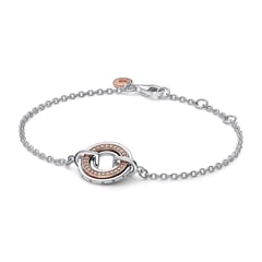 PANDORA - Pulsera Logo Dos Tonos Recubrimiento en Oro Rosa