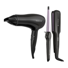 REMINGTON - Combo Secador, plancha y pinza rizadora para el cabello | Tricombo para el pelo en cerámica