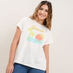 SYBILLA - Camiseta para Mujer con Estampado Manga corta de Algodón