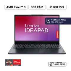 LENOVO - Portátil Ideapad 1 | AMD Ryzen 3 | 8GB de RAM | 512GB SSD de Almacenamiento | Windows 11 | Pantalla de 15.6 pulgadas | IP 1 | Computador Portátil