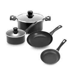 IMUSA - Juego de ollas antiadherente Batería de Cocina Smart Dutiful Aluminio 6 piezas