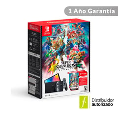 NINTENDO - Consola Switch OLED | Edición Super Smash Bros Ultimate | Incluye Video Juego Descargable + 2 Joy-con + 3 Meses Nintendo Switch Online | 64GB de Almacenamiento