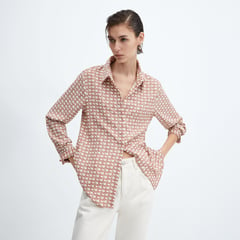 MANGO - Camisa Mujer con Estampado Manga larga