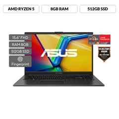 ASUS - Portátil ASUS Vivobook Go 15 | AMD Ryzen 5 | 8GB de RAM | 512GB SSD de almacenamiento | Windows 11 | 15.6 Pulgadas | E1504FA-NJ475W | Computador portátil 