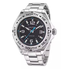 NAUTICA - Reloj para Hombre . Reloj Análogo Plateado Acero inoxidable