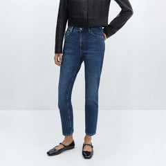 MANGO - Jean Slim para Mujer Tiro alto de Algodón