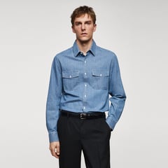 MANGO - Sobrecamisa para Hombre de Algodón