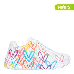 SKECHERS - Tenis Moda Unolite Spreadthelov para Niña | Tenis para niña diseño Corazones