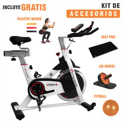 FITNESS ART - Bicicleta Spinning de banda manual Con pantalla incluida Fitnes art Snow incluye kit deportivo